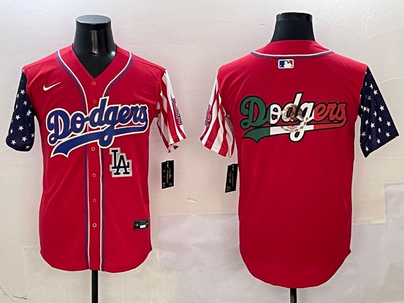 Men Los Angeles Dodgers Blank Red a generation of national flags Joint name 2025 Nike MLB Jersey style 16